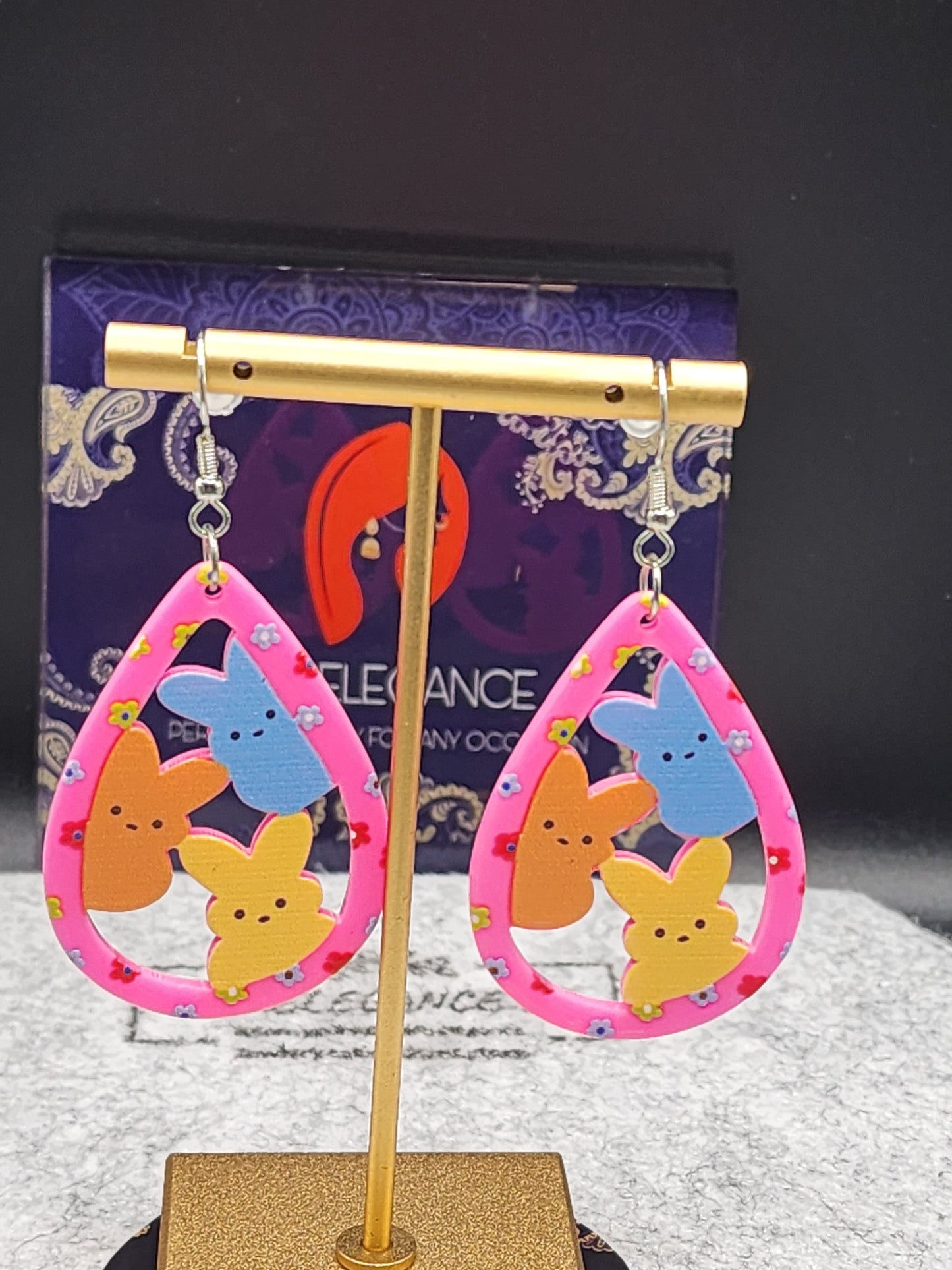 Bunny hoop colorful Earrings