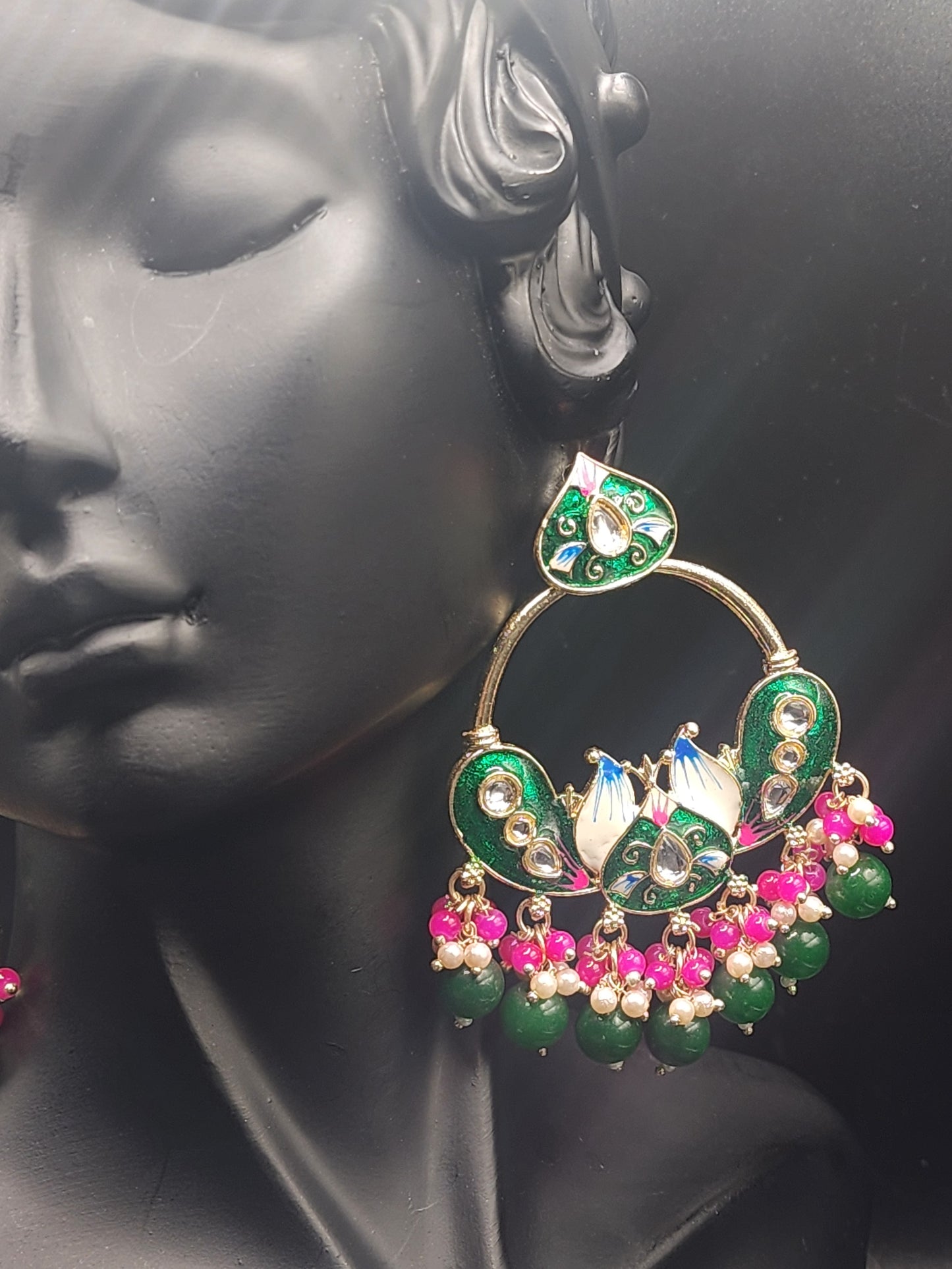 Emerald Bloom Chandbali Earrings 💚