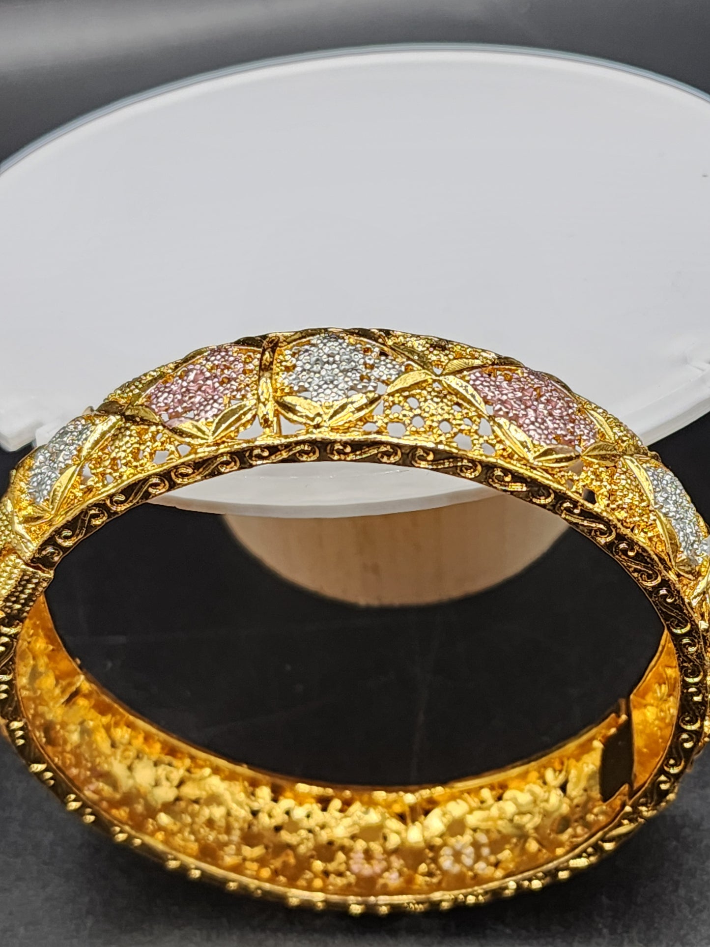 PSK ELEGANCE Multicolor Textured Gold Statement Bangle ✨