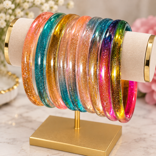 Multicolor Jelly Glass Bangles – Set of 7