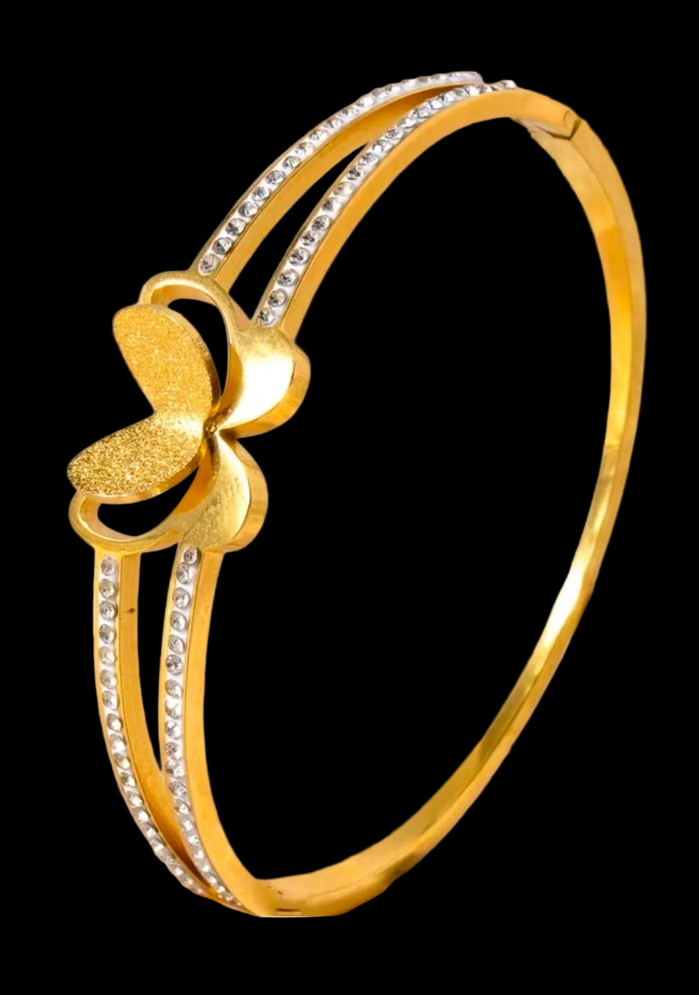 Gold-Tone Butterfly Crystal Cuff Bracelet – Elegant Statement Jewelry