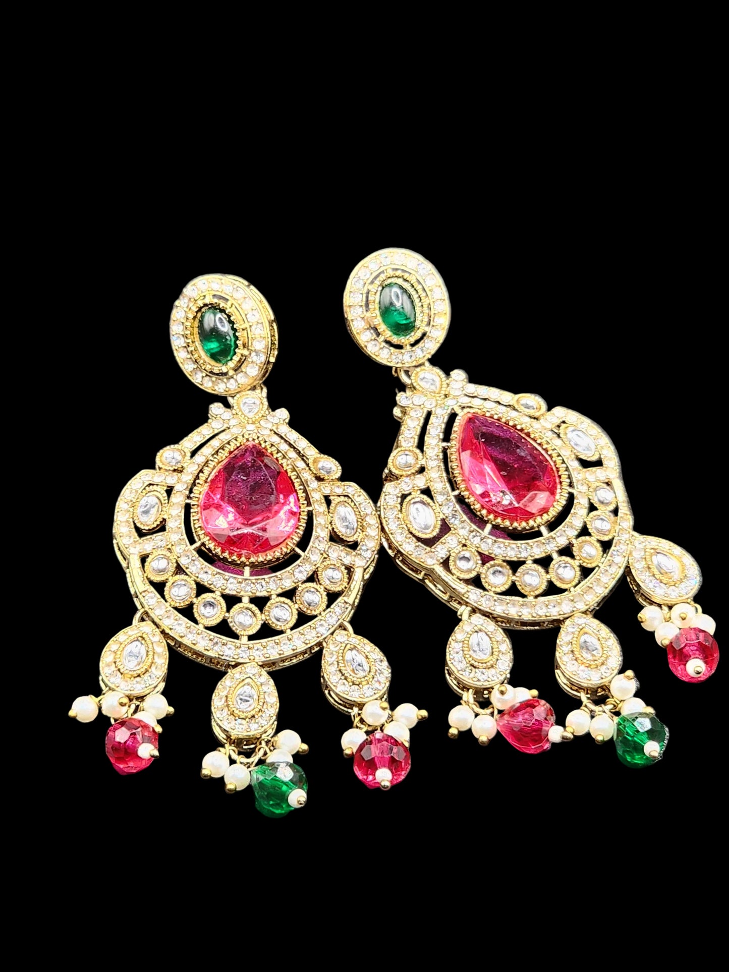 Ruby Kundan Drop Statement Earrings