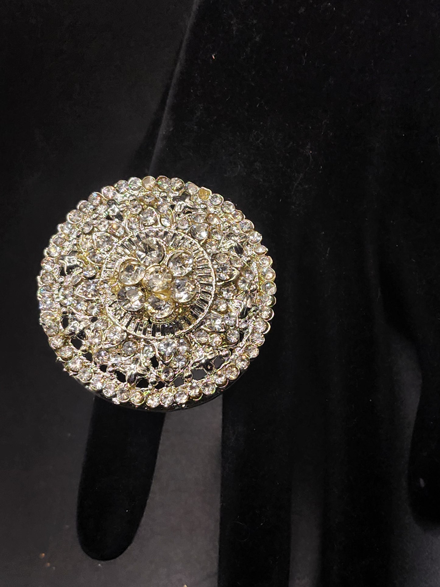 Crystal Luxe Statement Ring | Silver Diamond-Style Floral Ring