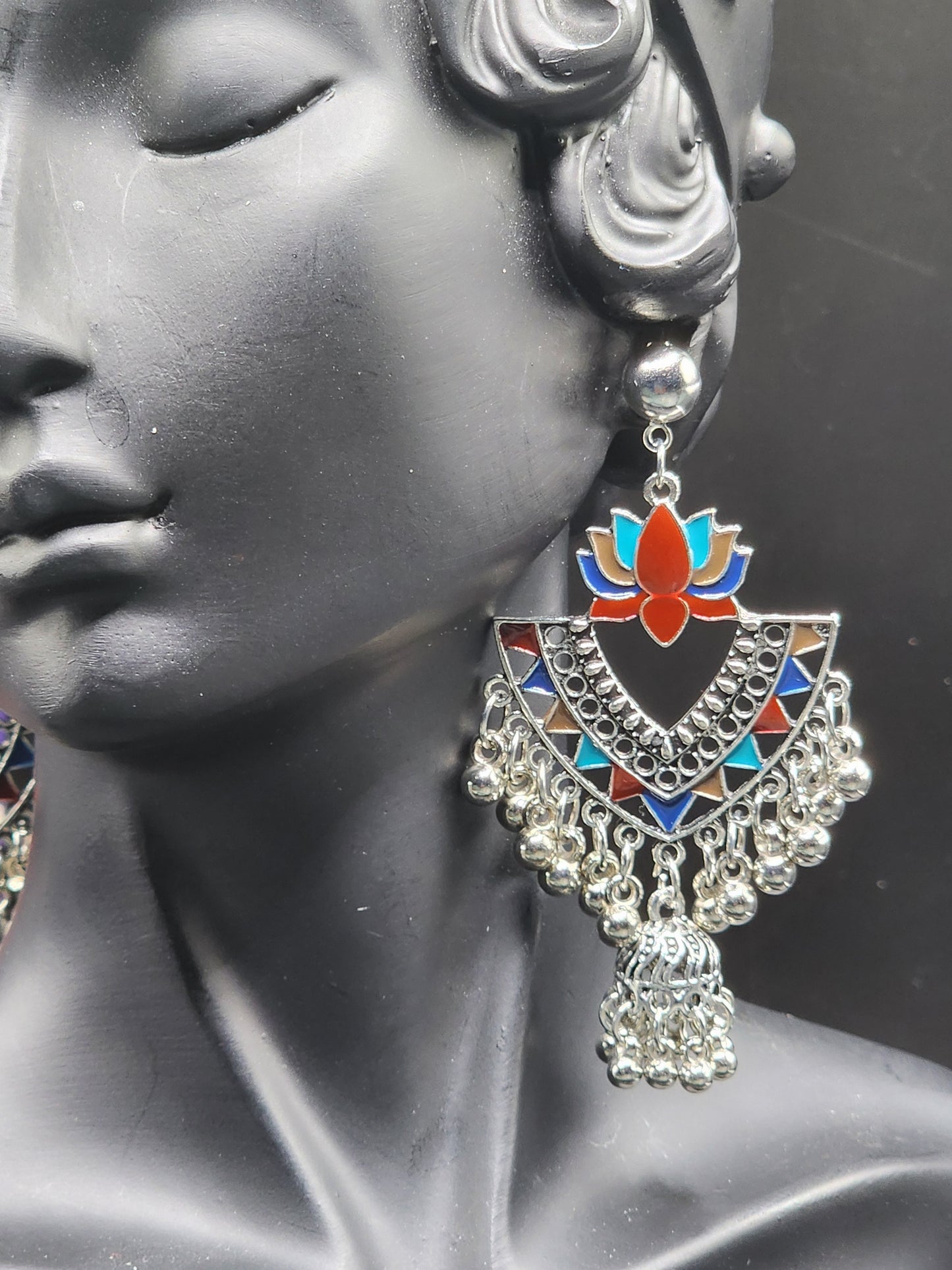 Silver multicolor dangling Earrings
