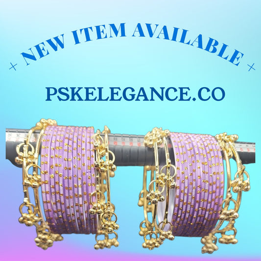 Lavender Purple Glass Glitter Bangles Set | Sparkling Crystal Stack | Indo-Western Statement Jewelry