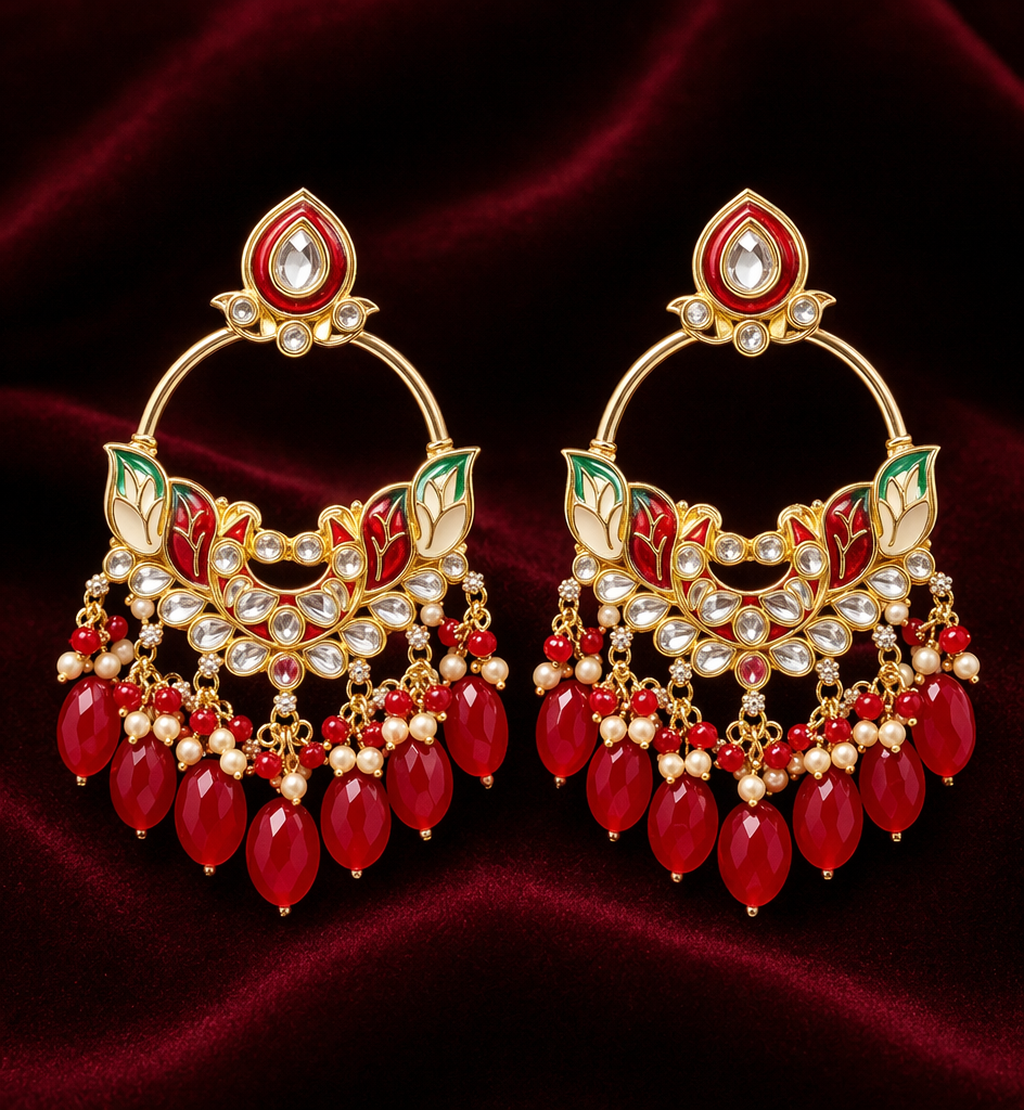 Ruby Luxe Chandbali Earrings ❤️