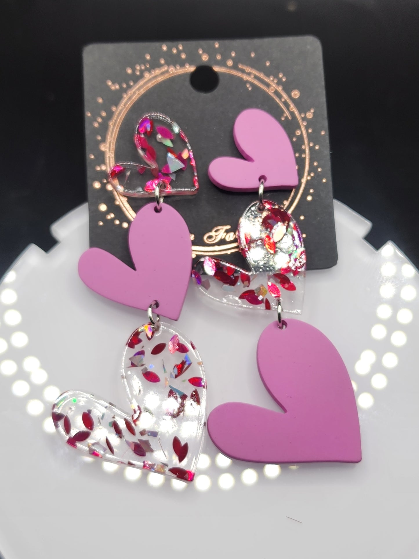Love Heart Dangling Earrings – Cute  Glitter & Valentine Statement Jewelry