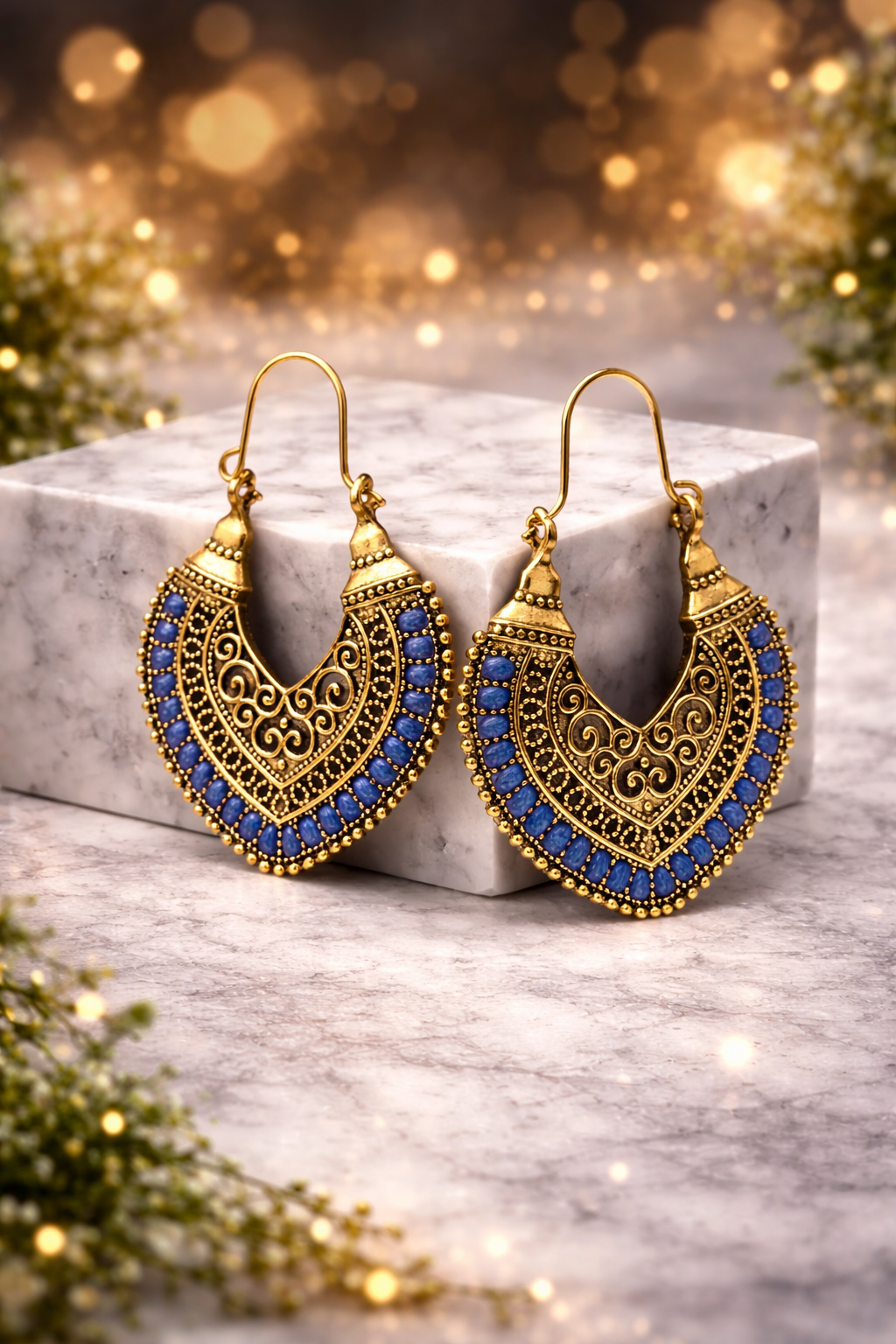 Royal blue accents Earings dangling 💙