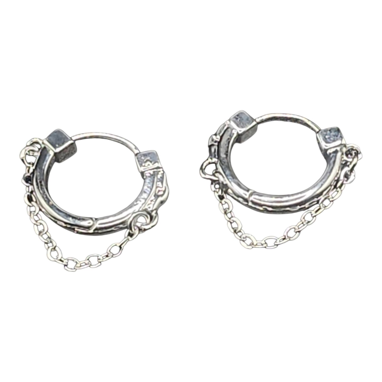 Silver Chain Hoop Earrings