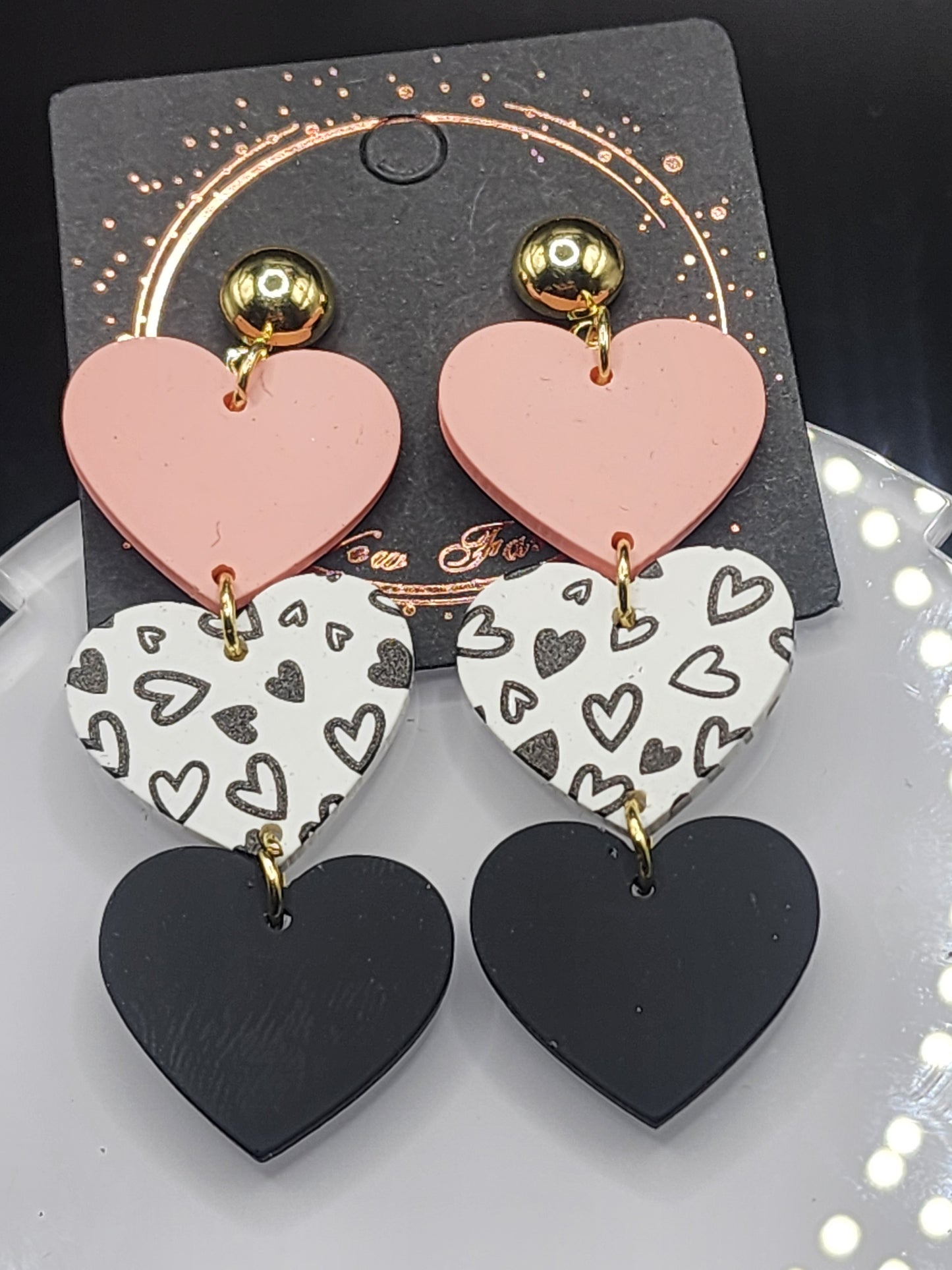 Love Heart Dangling Earrings – Cute  Glitter & Valentine Statement Jewelry