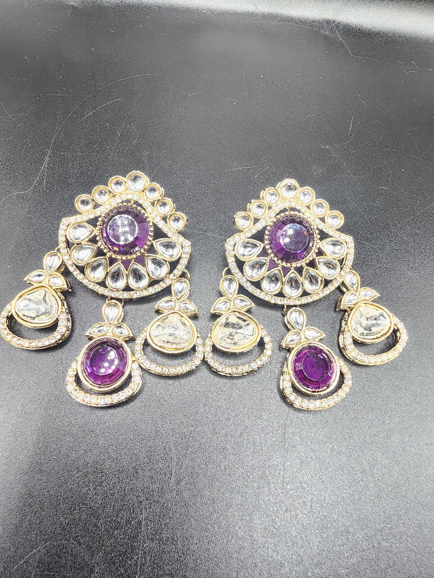 Royal Purple Kundan Earrings