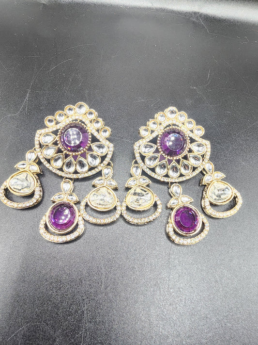 Royal Purple Kundan Earrings