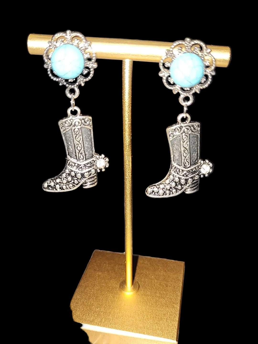 Turquoise Cowboy Boot Statement Earrings