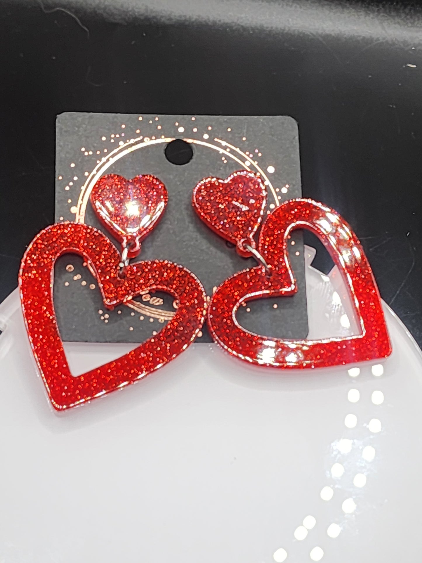 Love Heart Dangling Earrings – Cute  Glitter & Valentine Statement Jewelry