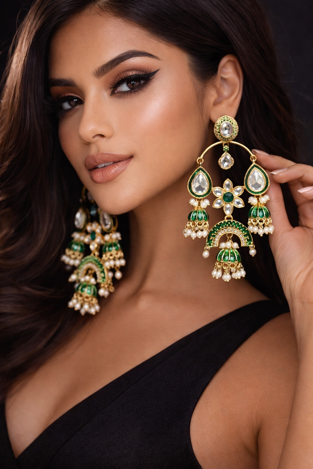 Emerald Royal Jhumka Statement Earrings