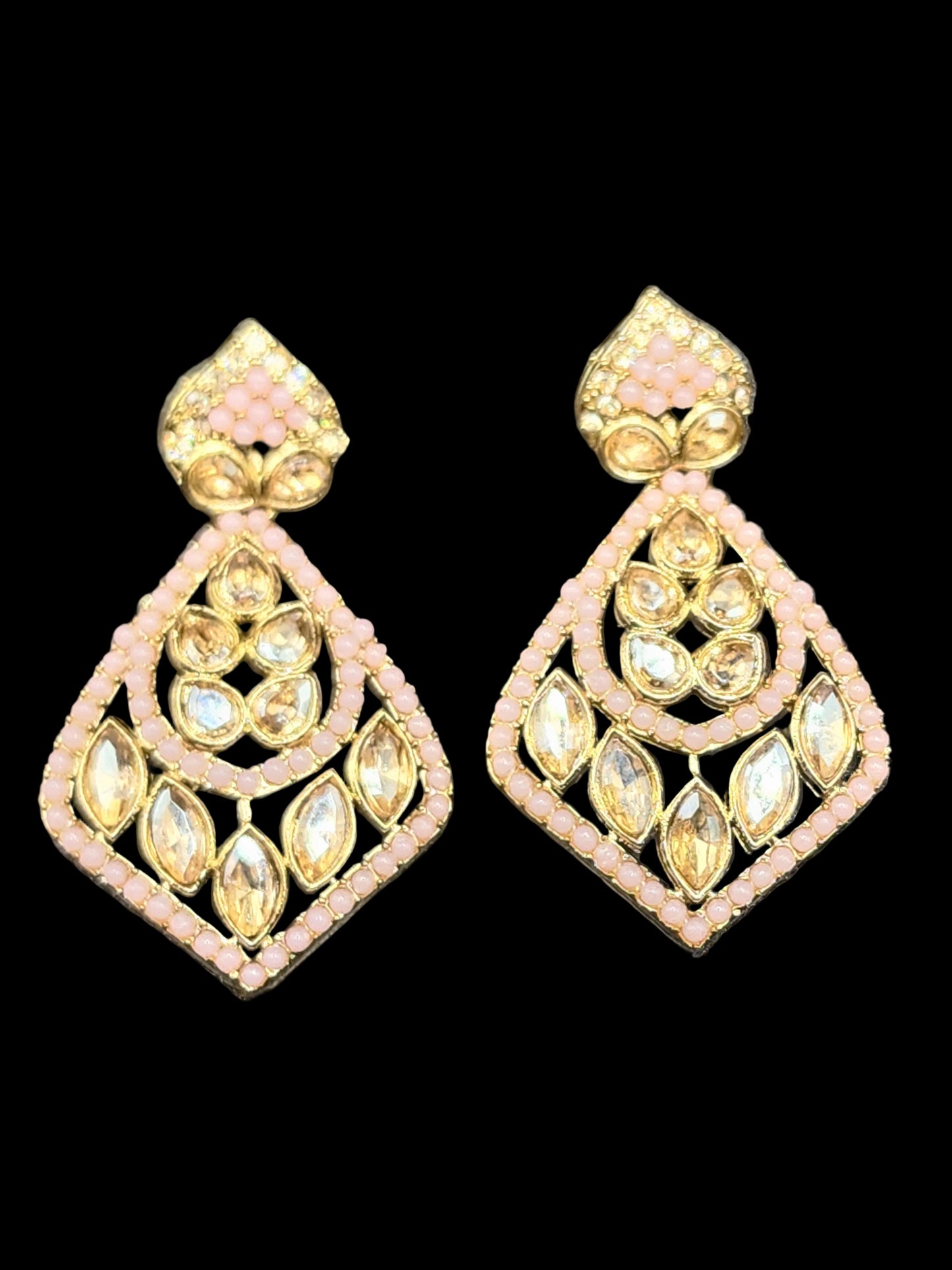 Blush Pink Kundan Drop Earrings – Elegant Everyday Luxe