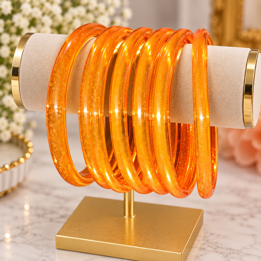 Orange Jelly Glass Bangles – Size 2.8