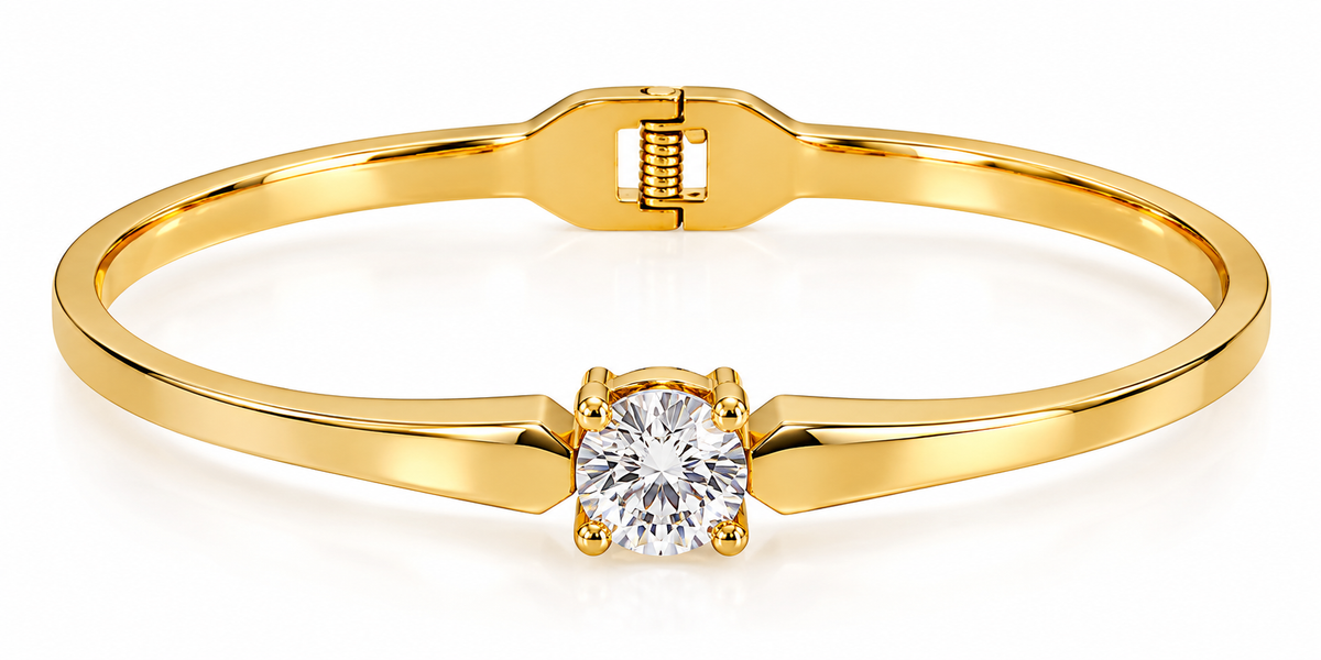 Gold-Tone Finish Crystal Bangle Bracelet