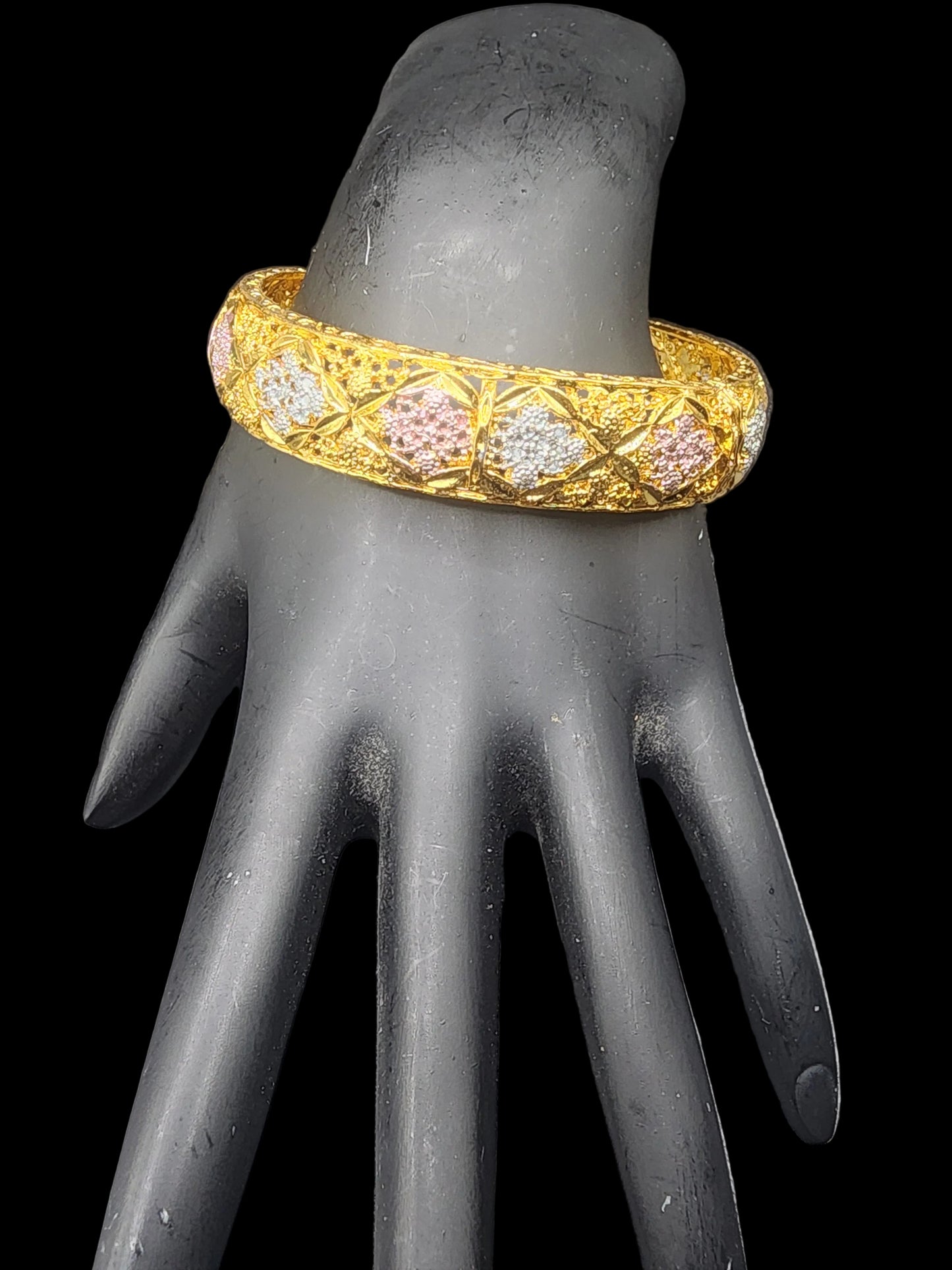 PSK ELEGANCE Multicolor Textured Gold Statement Bangle ✨