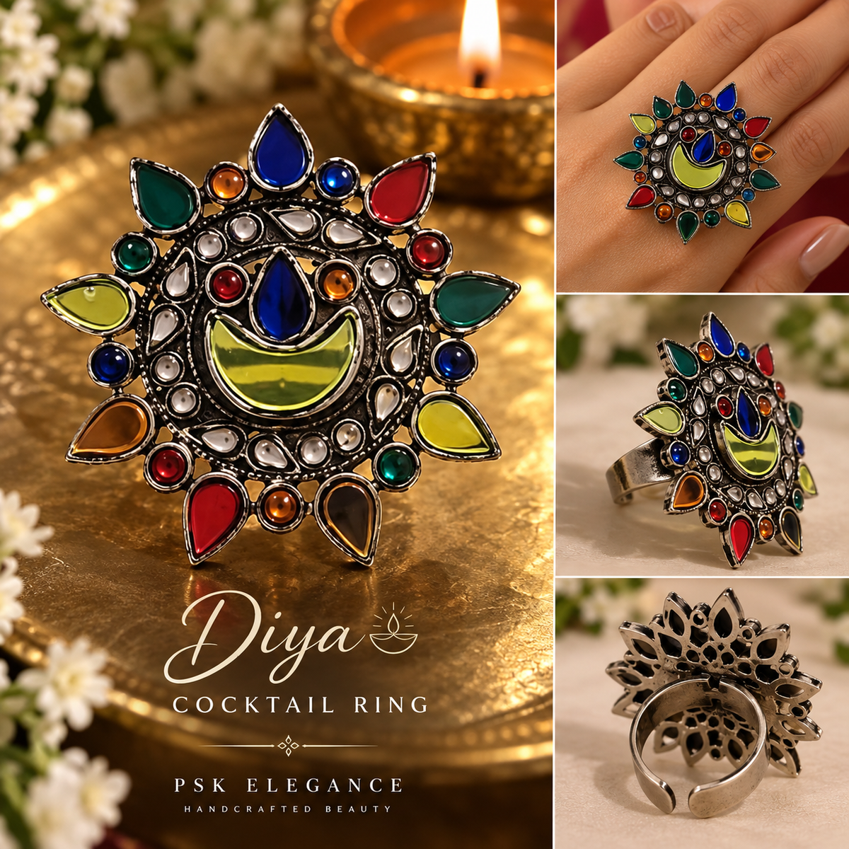 Freestyle Multicolor Cocktail Ring