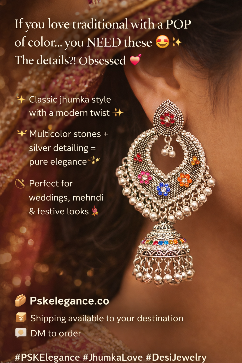 These oxidized jhumka earrings are perfect for every festive look