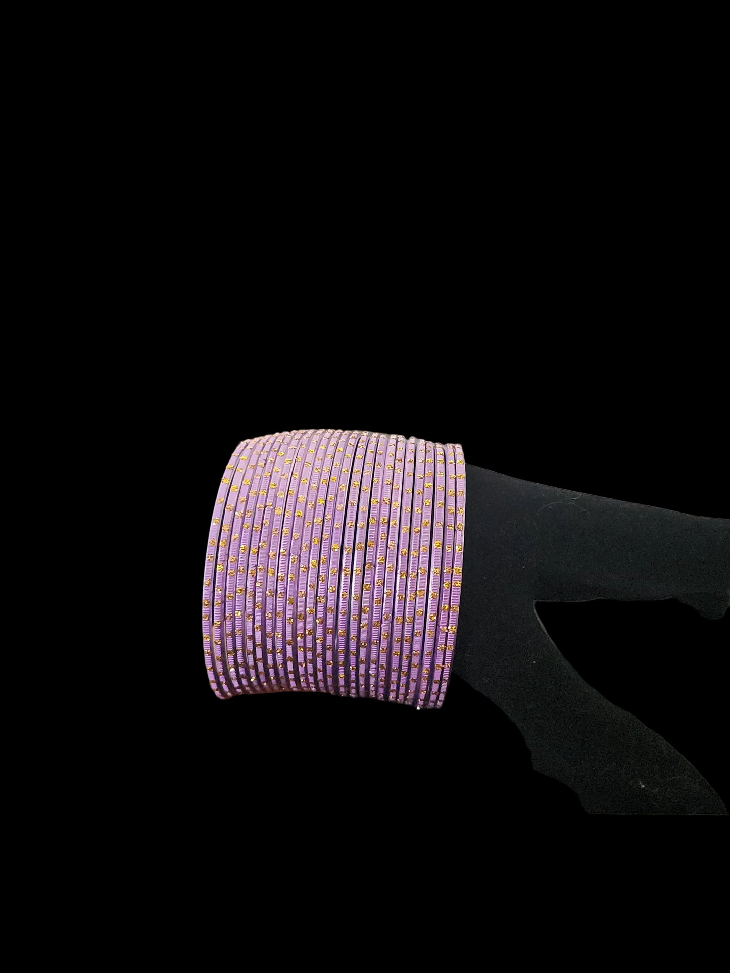 Lavender Bangles Set with Gold Stud Detailing | Lightweight Stackable Indian Bangles size 2.6
