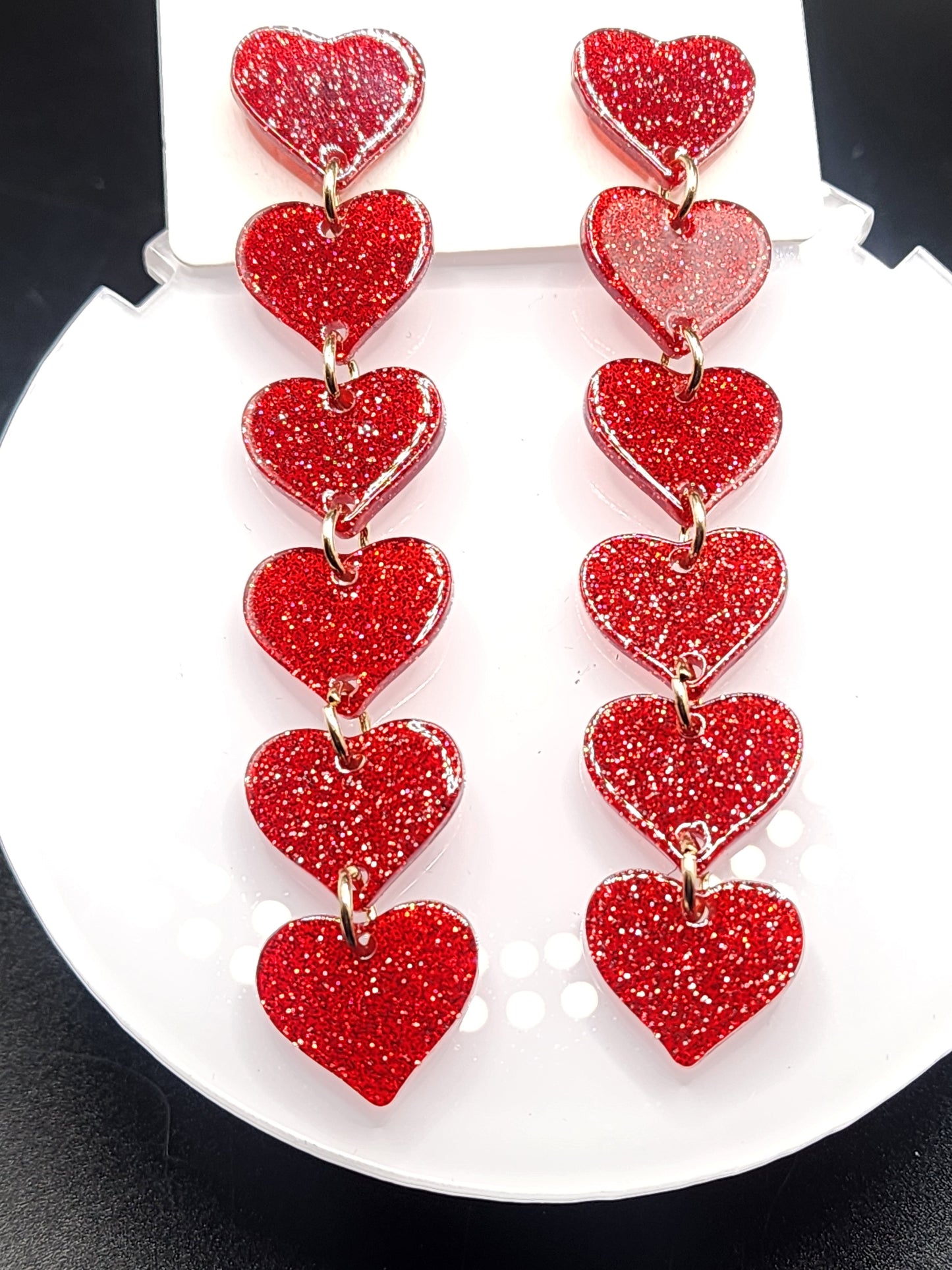 Love Heart Dangling Earrings – Cute  Glitter & Valentine Statement Jewelry