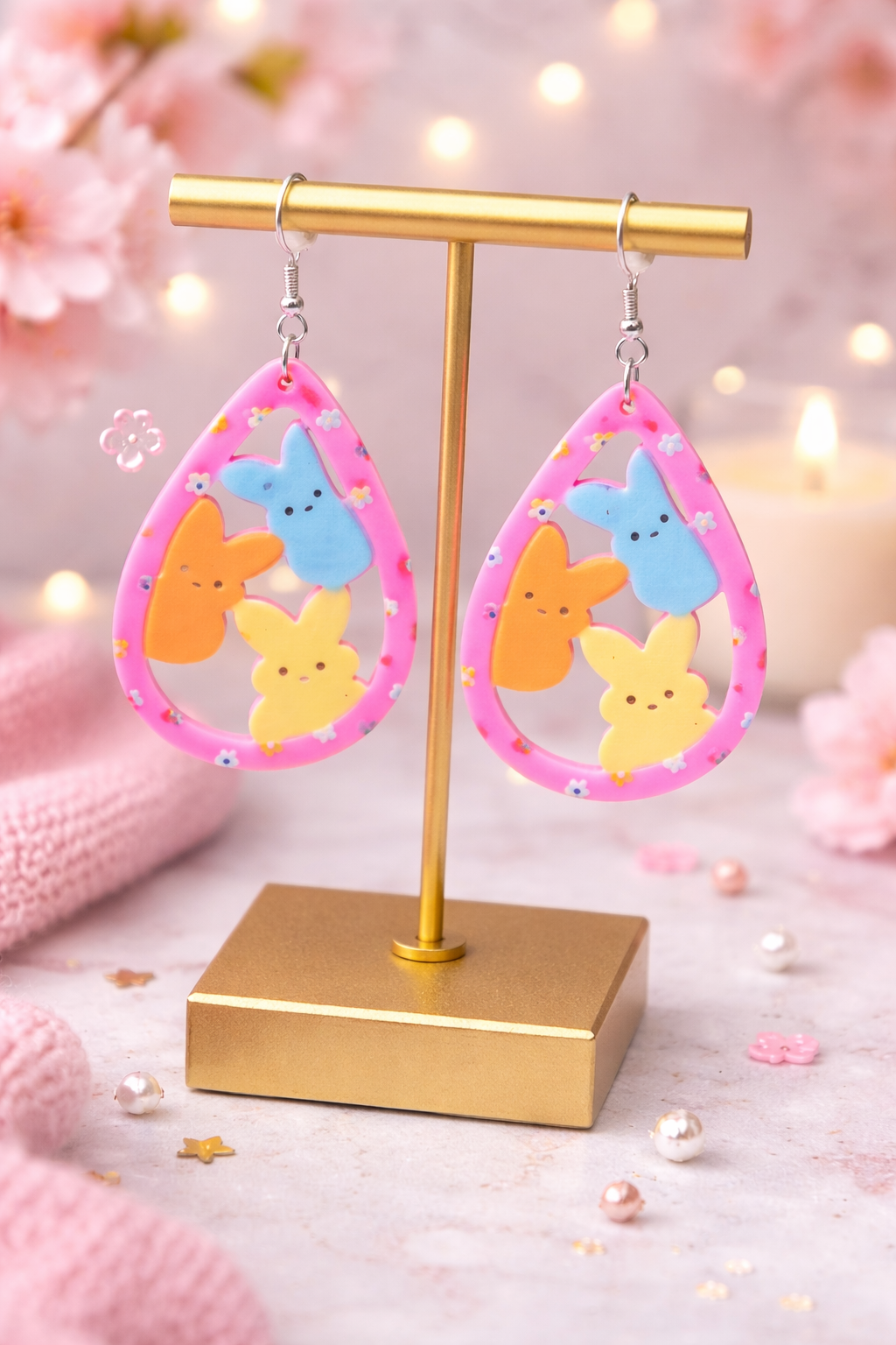Bunny hoop colorful Earrings