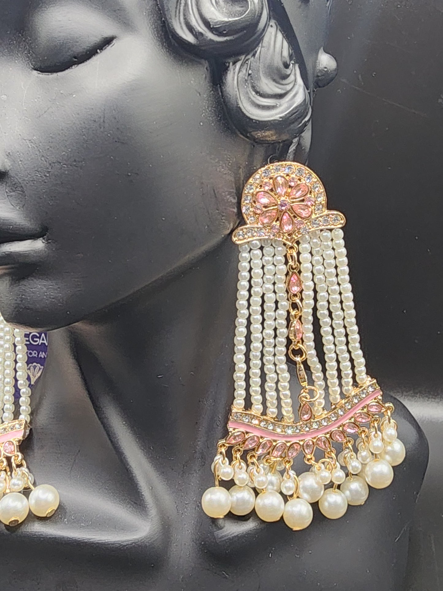 Pink white Dangling Earrings
