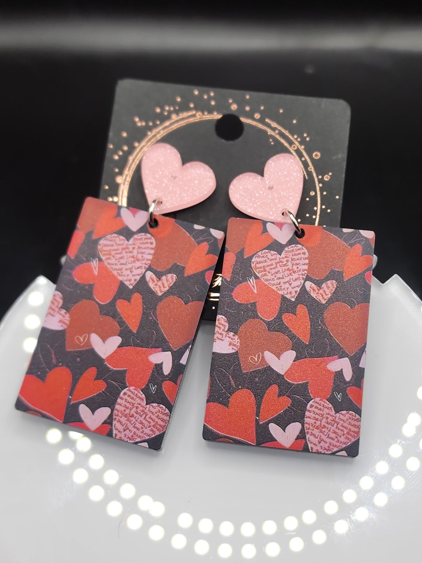 Love Heart Dangling Earrings – Cute  Glitter & Valentine Statement Jewelry