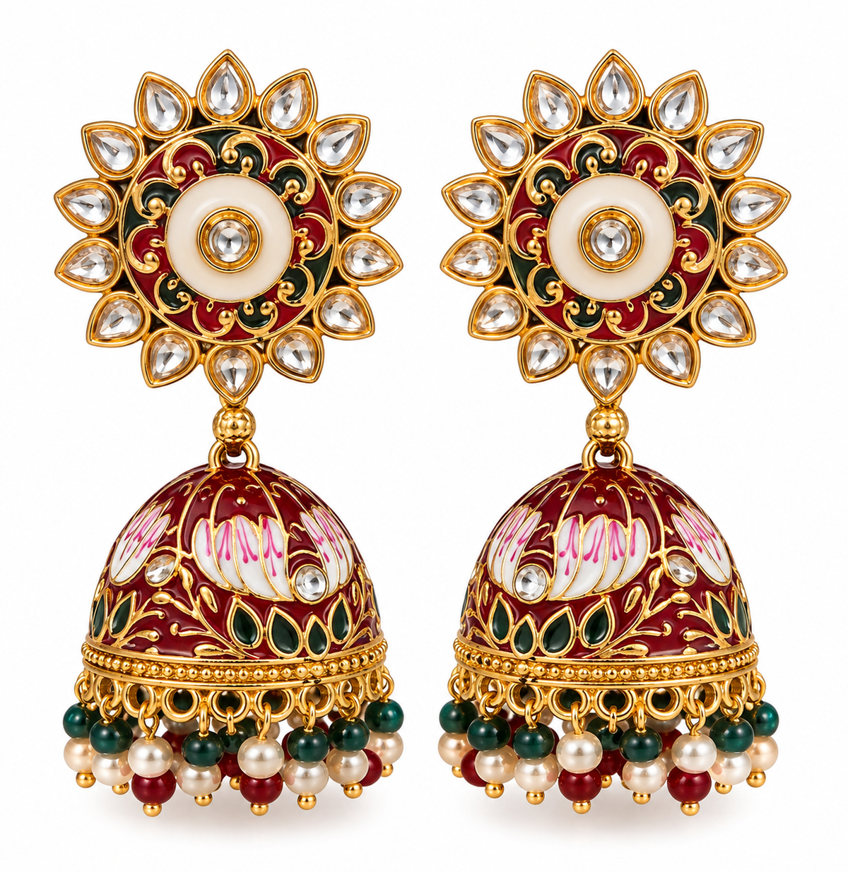 Meenakari Jhumka Earrings | Traditional Indian Statement Jewelry