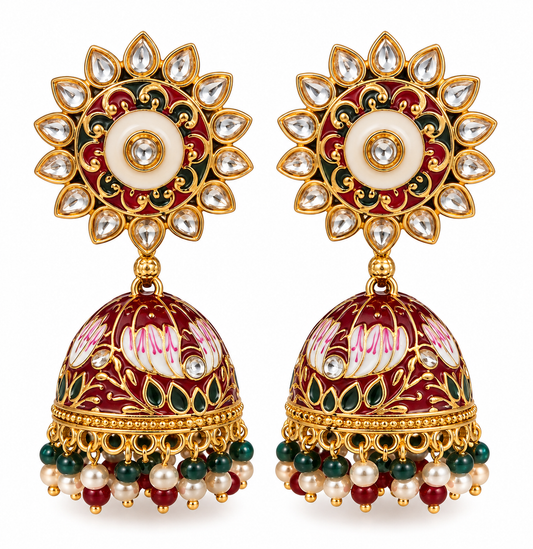 Meenakari Jhumka Earrings | Traditional Indian Statement Jewelry
