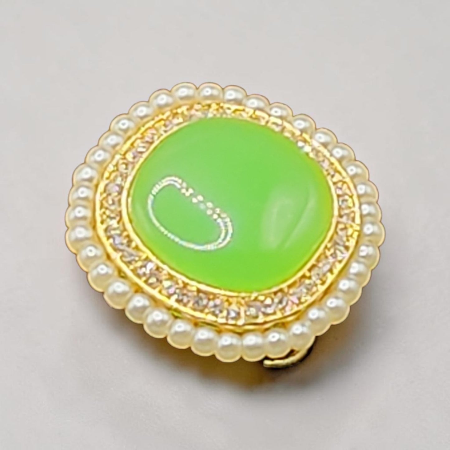 Emerald Glow Statement Ring | Gold Plated Pearl Halo Ring