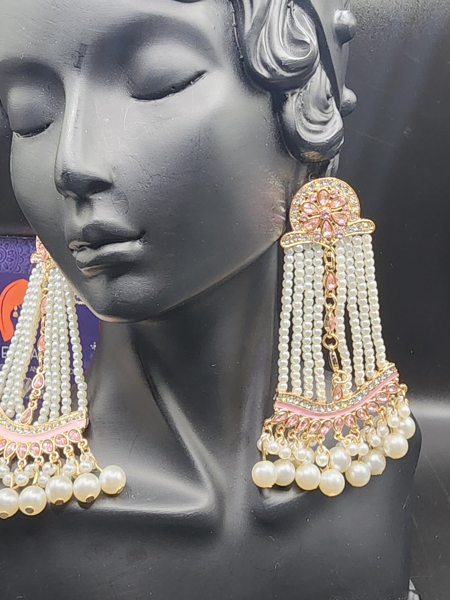 Pink white Dangling Earrings