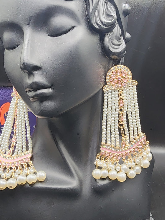 Pink white Dangling Earrings
