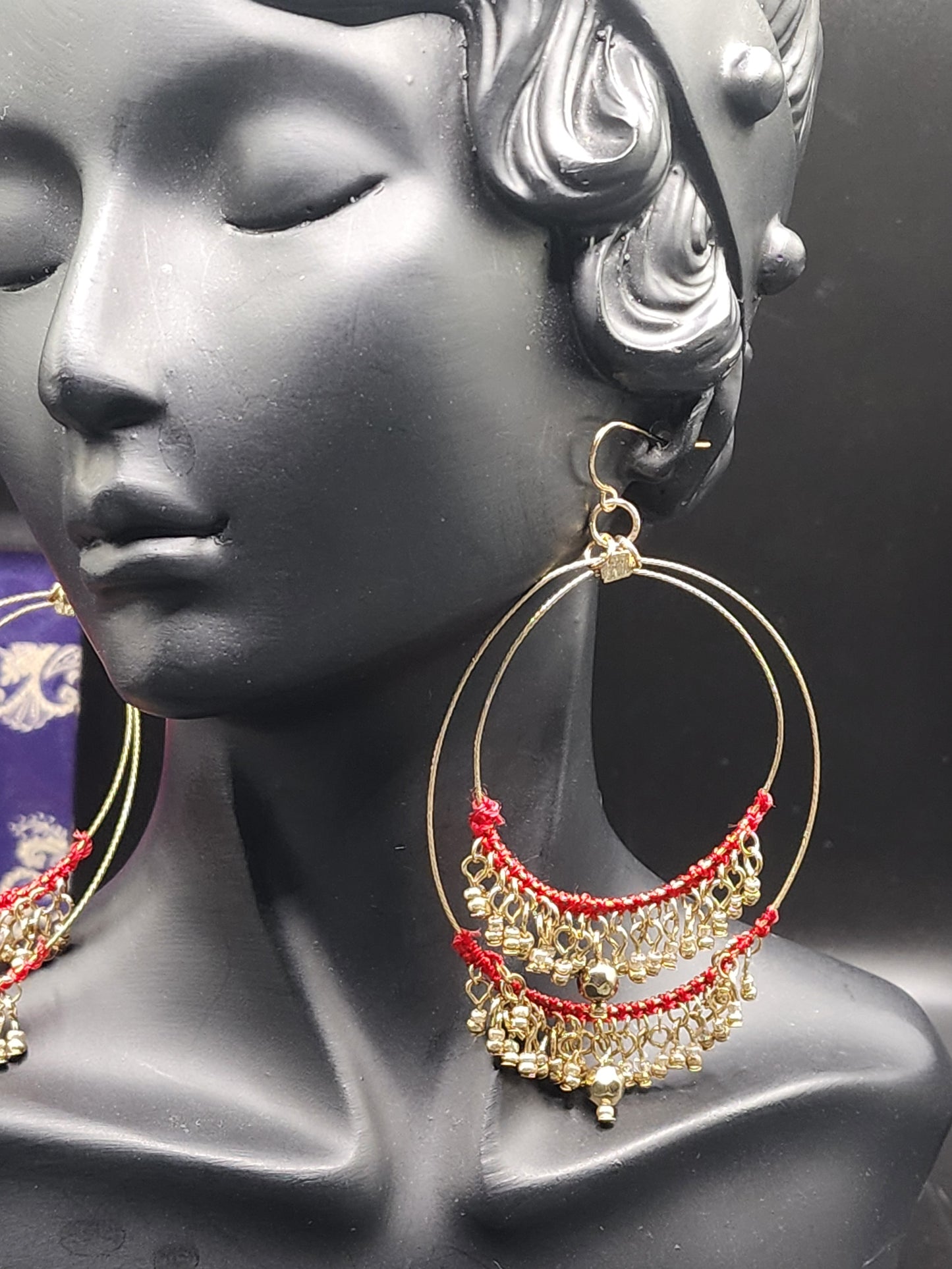 Red hoop earrings