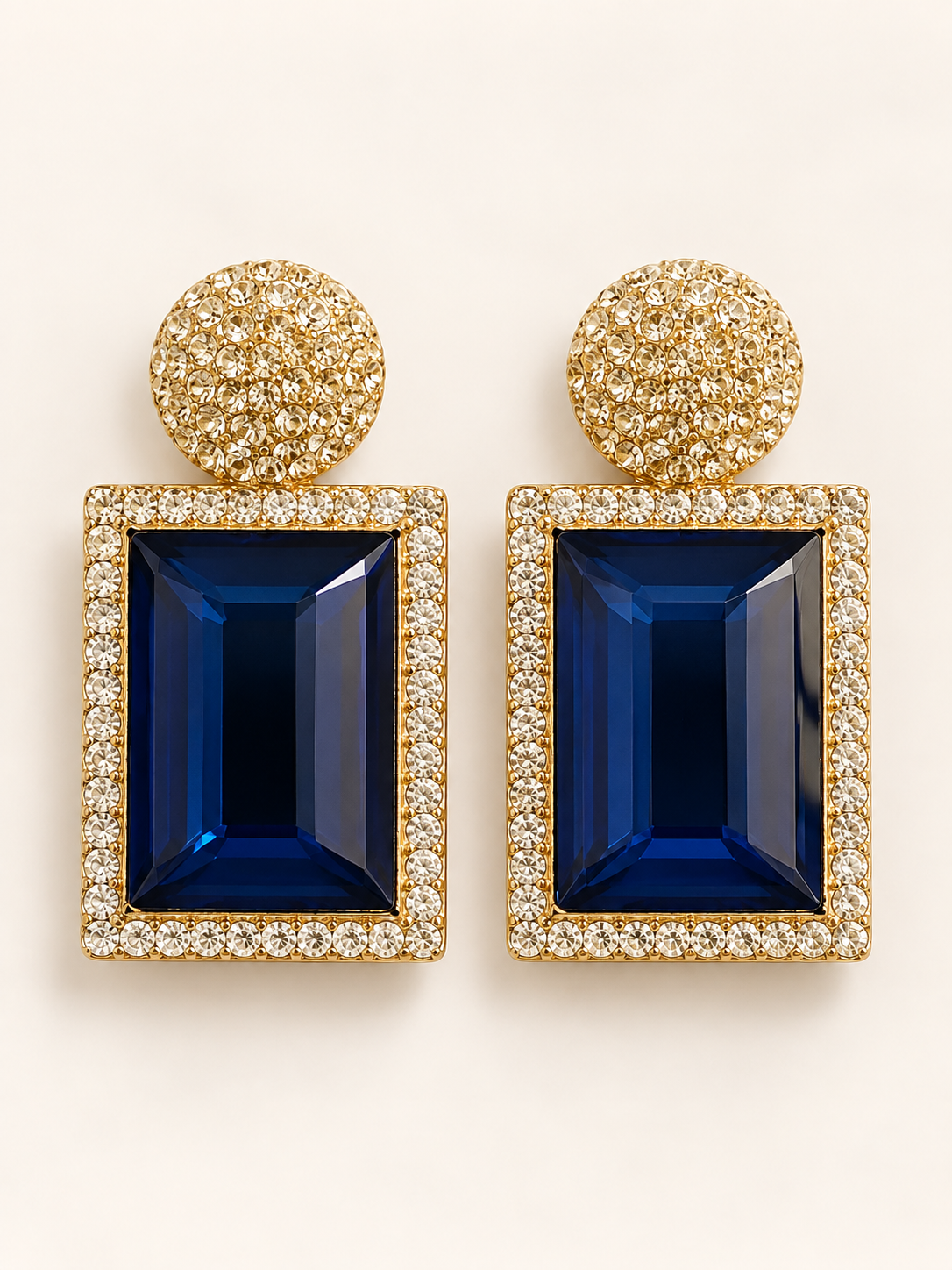 Royal Blue Crystal Statement Earrings