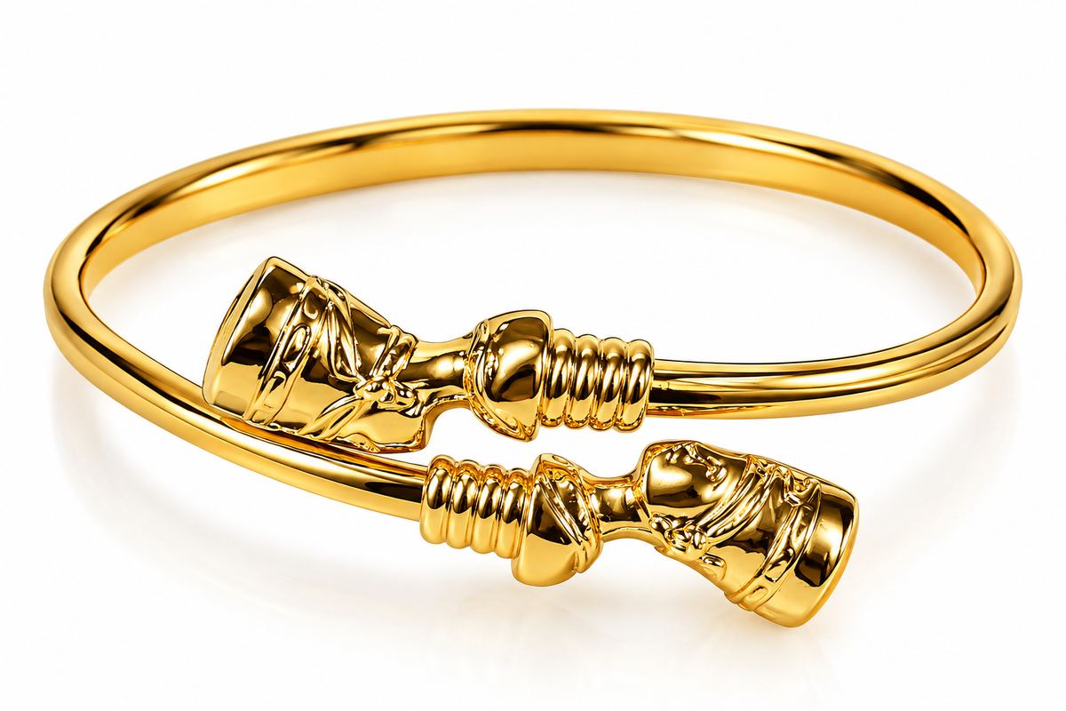 Gold-Tone Sculptural Open Cuff Bracelet