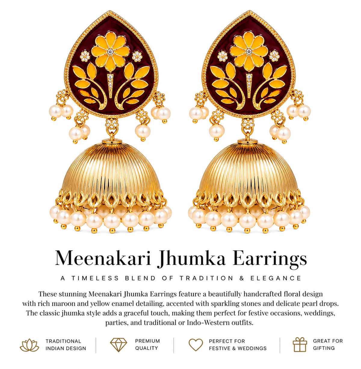 Meenakari Jhumka Earrings