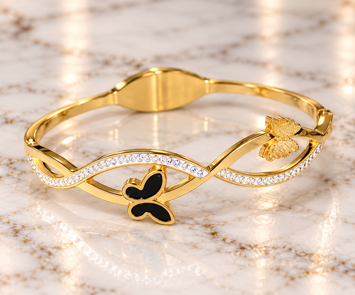 Gold-Tone Butterfly Crystal Cuff Bracelet – PSK ELEGANCE