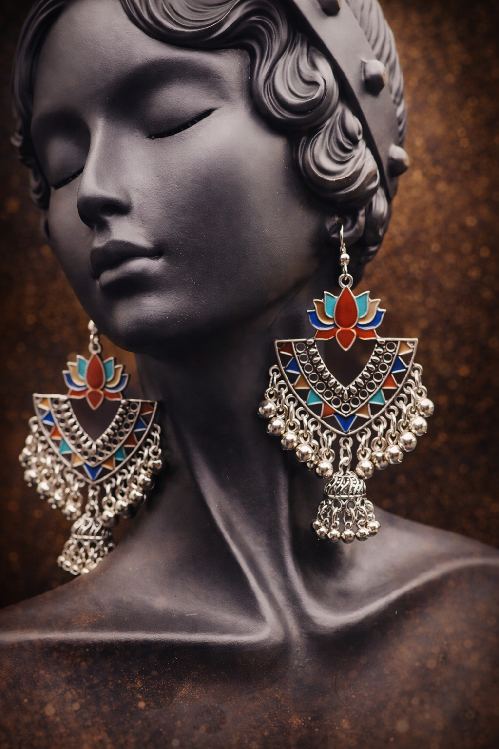 Silver multicolor dangling Earrings
