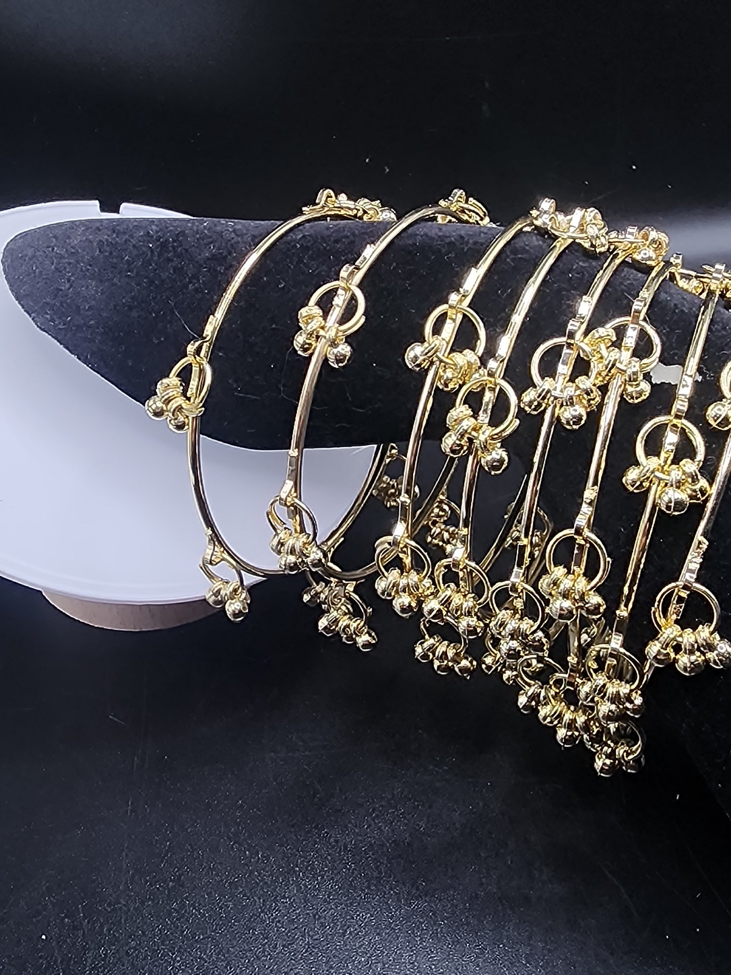 Gold Tone Multi-Bangle Set with Dangling Charms | Indian Statement Bangles
