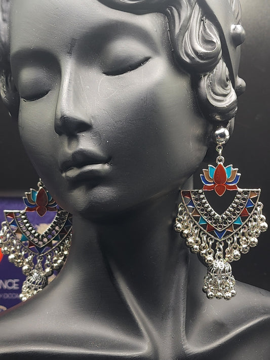 Silver multicolor dangling Earrings