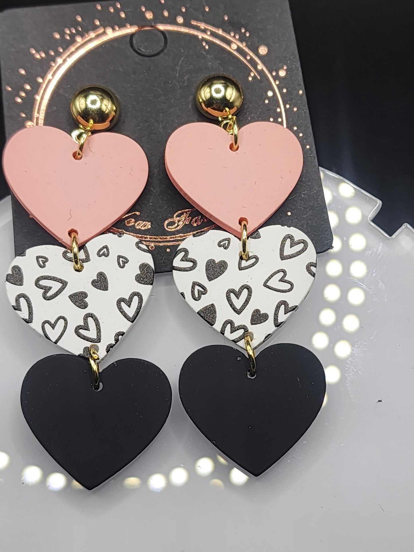 Love Heart Dangling Earrings – Cute  Glitter & Valentine Statement Jewelry