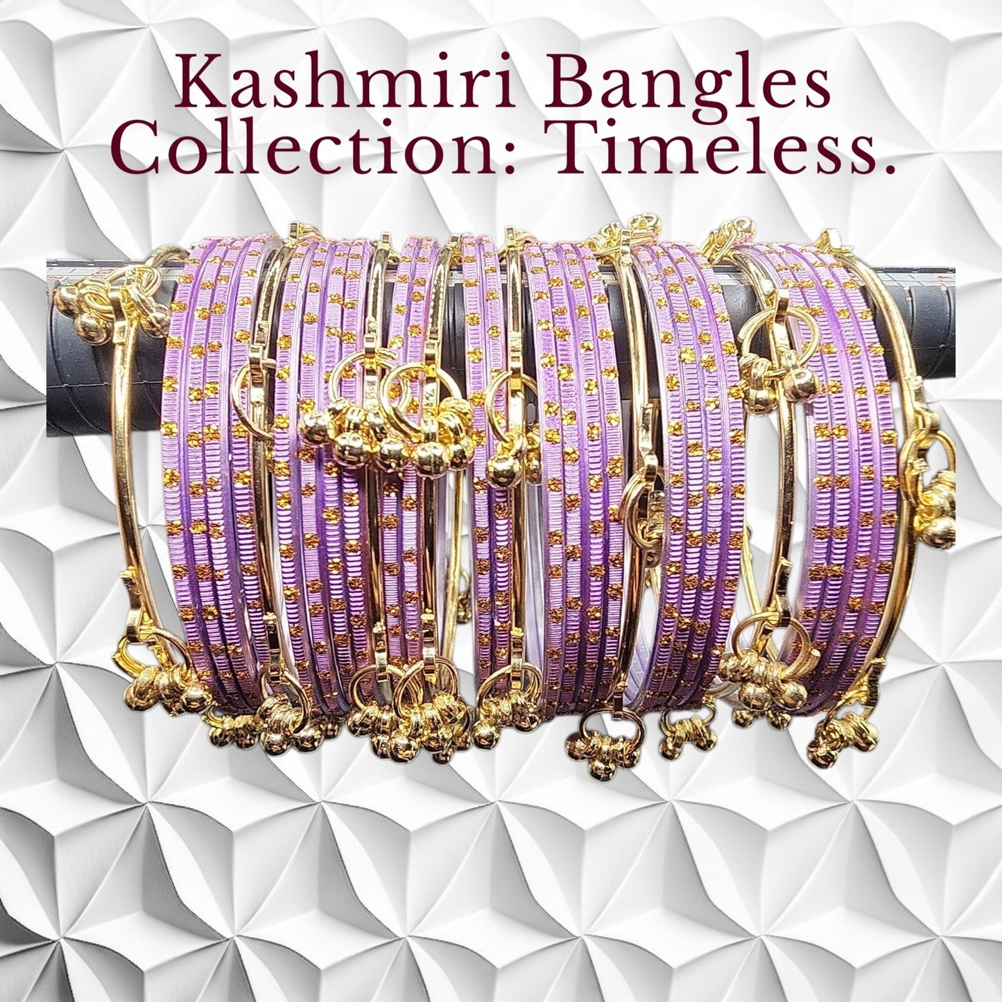 Lavender Purple Glass Glitter Bangles Set | Sparkling Crystal Stack | Indo-Western Statement Jewelry