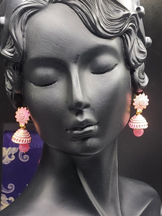 Pink Jhumka Earrings – PSK ELEGANCE 💖🌸