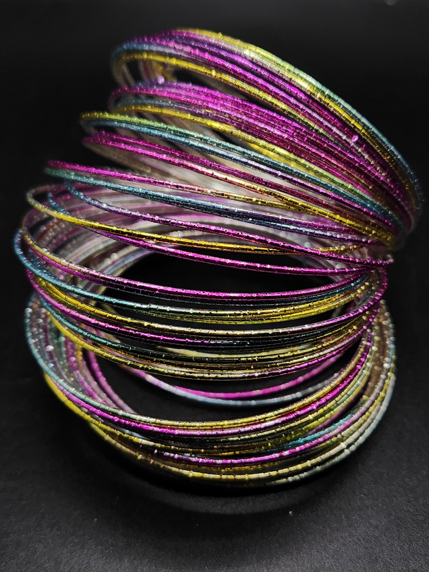 Multicolor Thin Bangle Set – Stackable Glitter Bangles (Lightweight & Trendy)