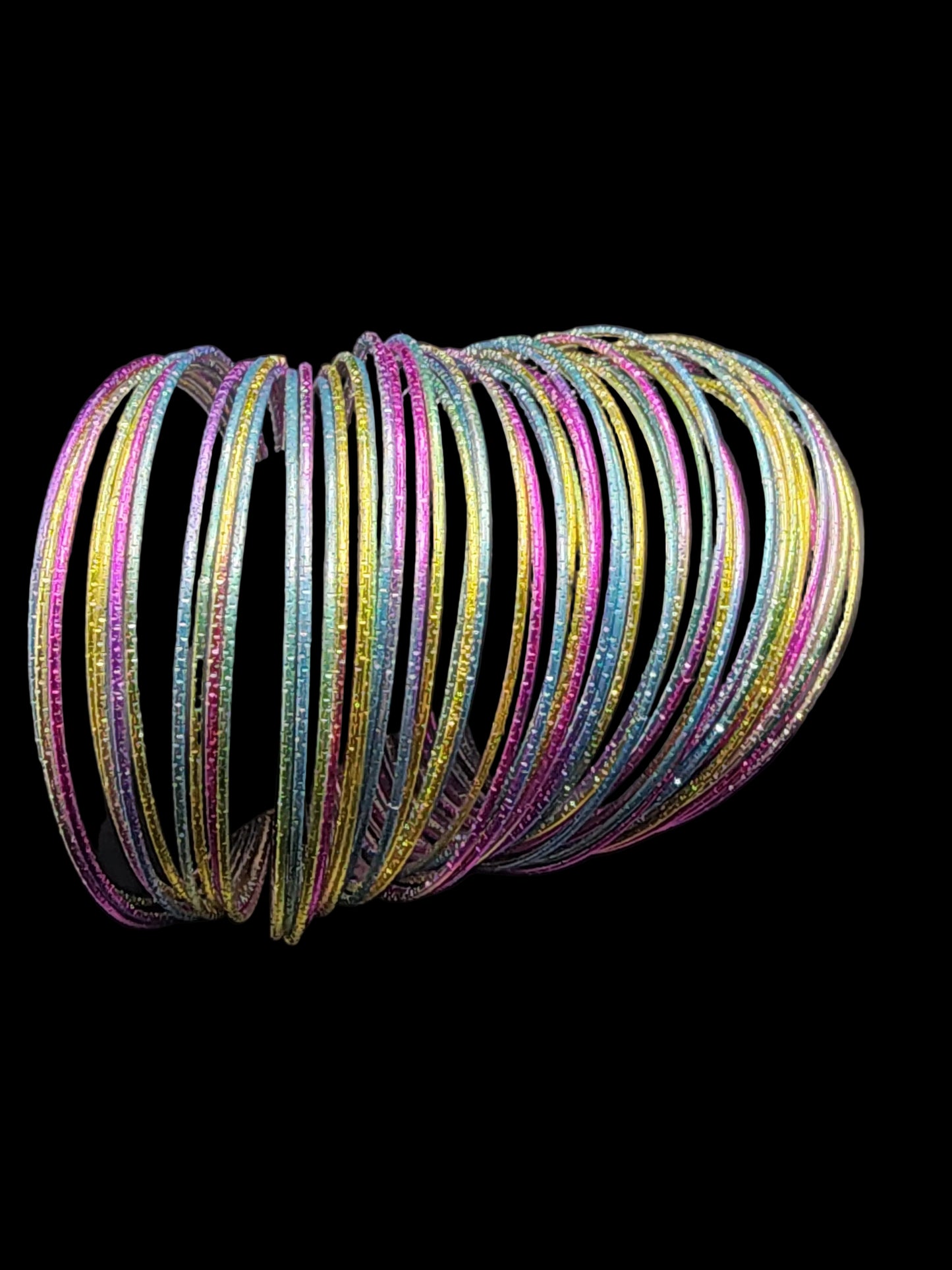 Multicolor Thin Bangle Set – Stackable Glitter Bangles (Lightweight & Trendy)
