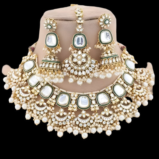 Gold Plated Kundan Stone Necklace Set