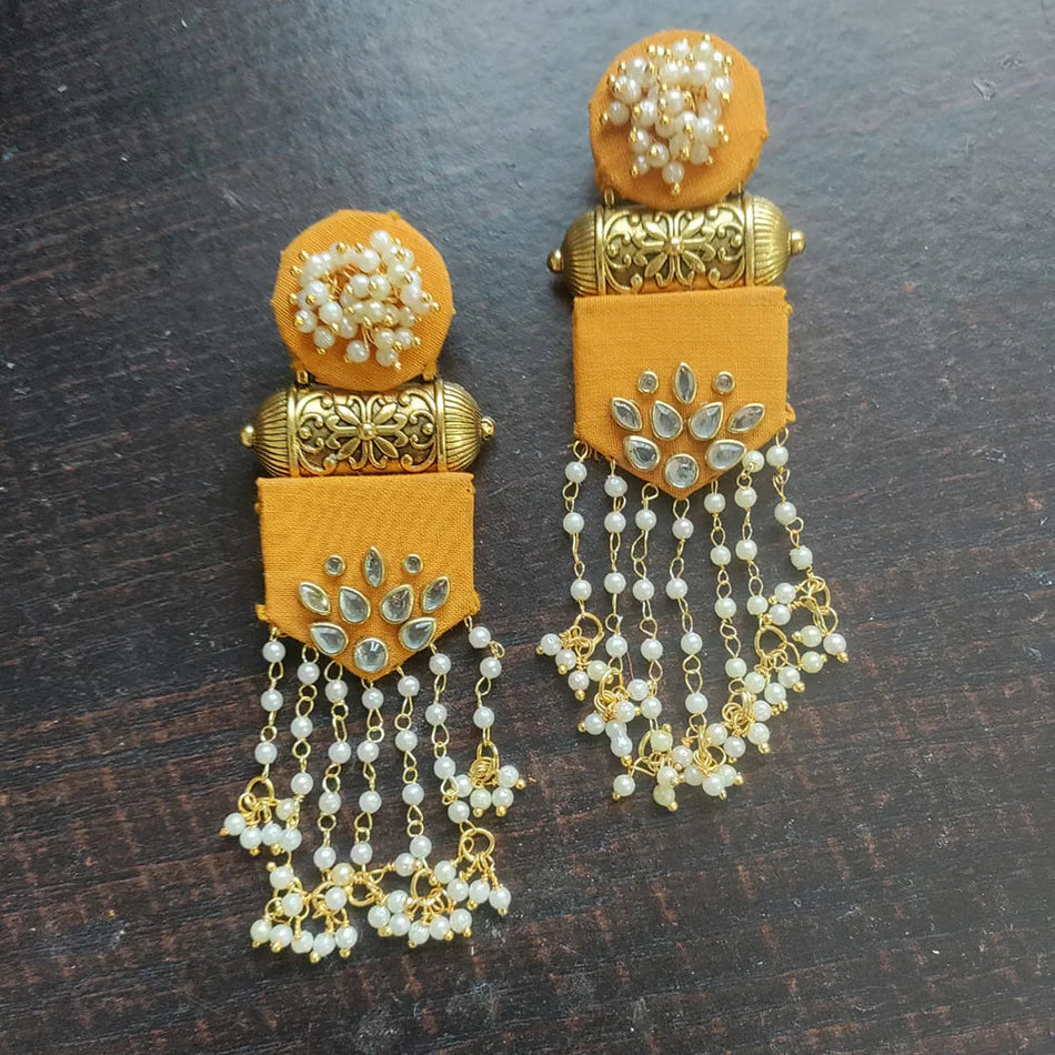 Earings Jhumkas with gold tone mirror work hoops